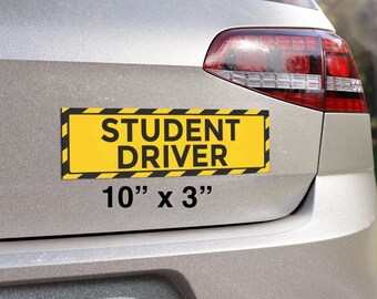 Student Driver Magnet Decal High Visibility Yellow and Black Safety Sign for Car Removable Weatherproof and Reusable