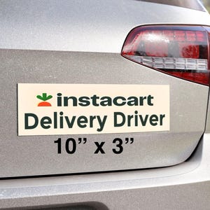 Imán para repartidor de Instacart (10 x 3 pulgadas) para puerta de coche, imán de seguridad para vehículo de entrega de comestibles, resistente a la intemperie, para conductores.