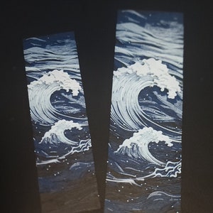 3d Wave Bookmark STL | Instant Digital Download | Textured Bookmark STL file | 3d Printed Bookmark | Themed Bookmark | Blue Bookmark