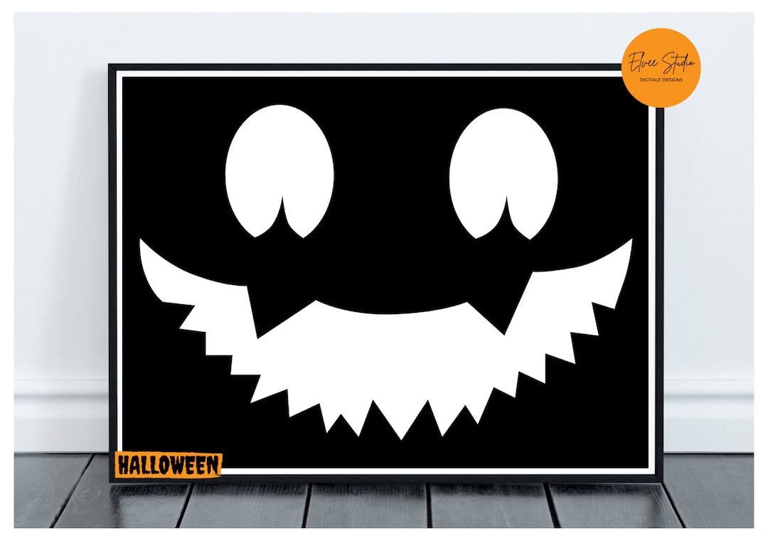 Halloween Decoration, Pumpkin Face, Black and White - Etsy