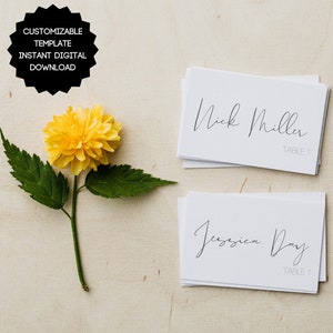 Vorlage: Klassisch Elegante Namenskartenvorlage für Hochzeiten, Veranstaltungen und Dinnerpartys (vollständig editierbare Canva-Vorlage & sofortiger Download)
