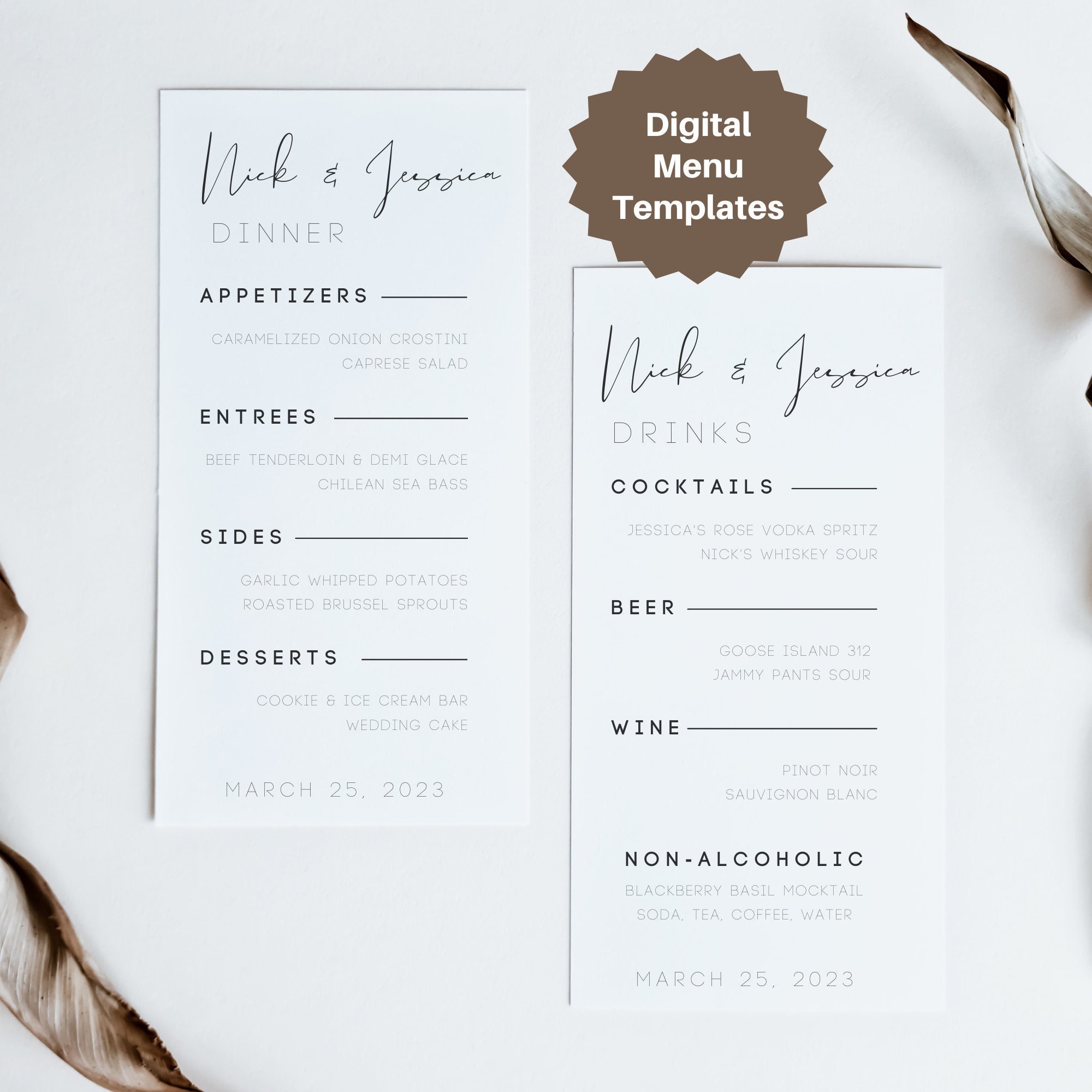 Digital Templates: Dinner Menu Template & Bar Menu Template/drink Menu ...
