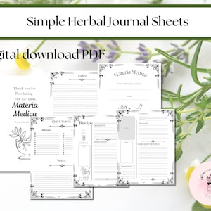 Personal Herbal Journal Pages E-book, bullet journal, simple herbalism, beginner herbalism, natural medicine journal, PDF download