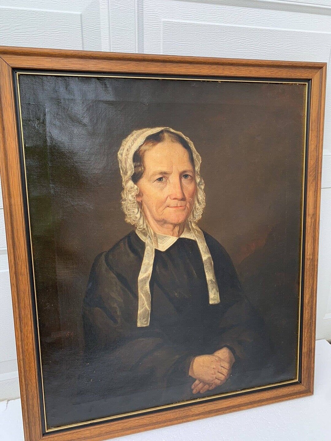 Antique 19th Century Portrait of Older Lady Oil Painting on Canvass 33 ...
