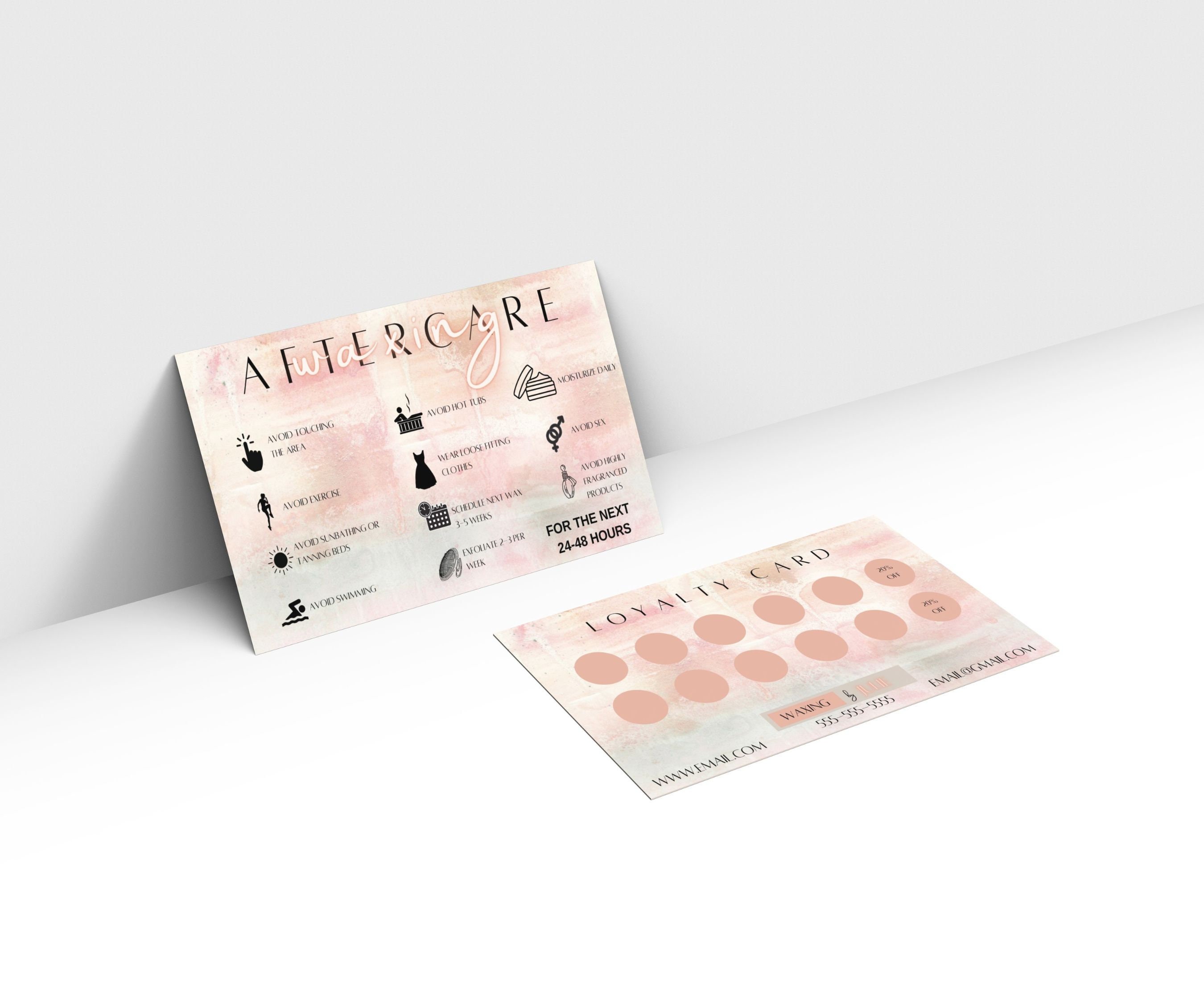 Waxing Aftercare Card Editable Wax Care Card Template Wax Etsy