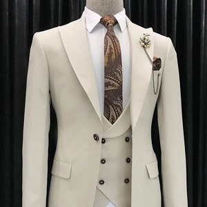 Men Ivory 3 Piece Suit Party Wear Suit Groom Wear Suit Wedding - Etsy