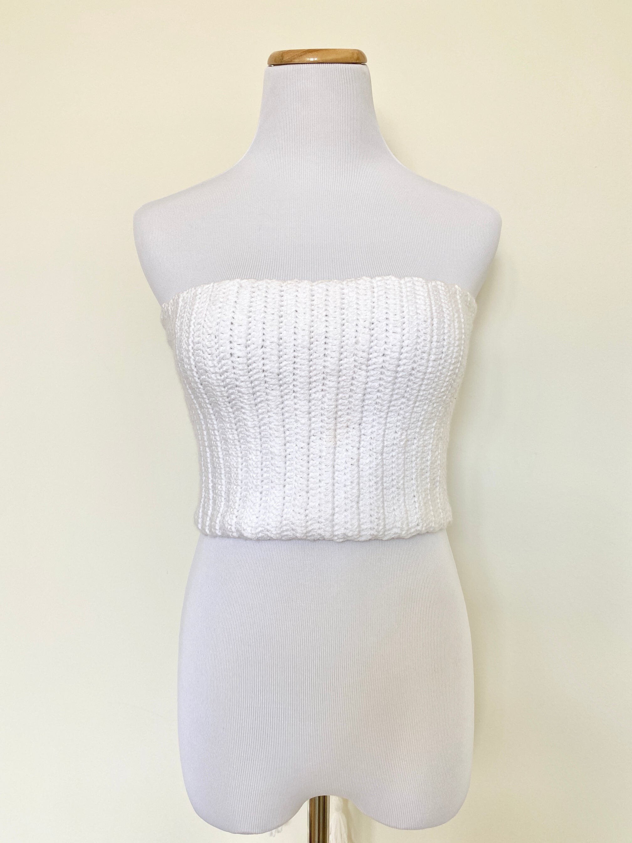 REVERSIBLE CROCHETED RUFFLE BOW TUBE TOP • pink and botanical print