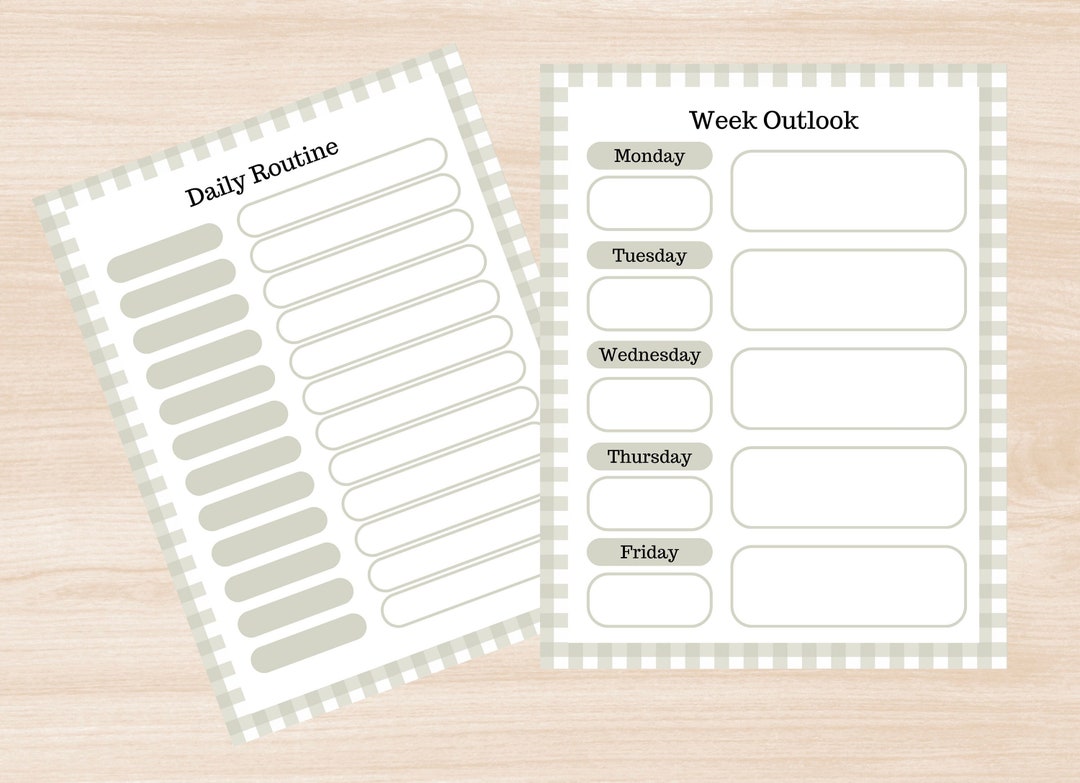 Daily Routine & Week Outlook Worksheets - Etsy