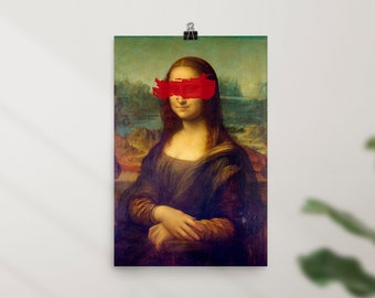 Mona Lisa STRIKE Poster | Leonardo da Vinci Iconic Painting with Graffiti | Edgy Renaissance Wall Art