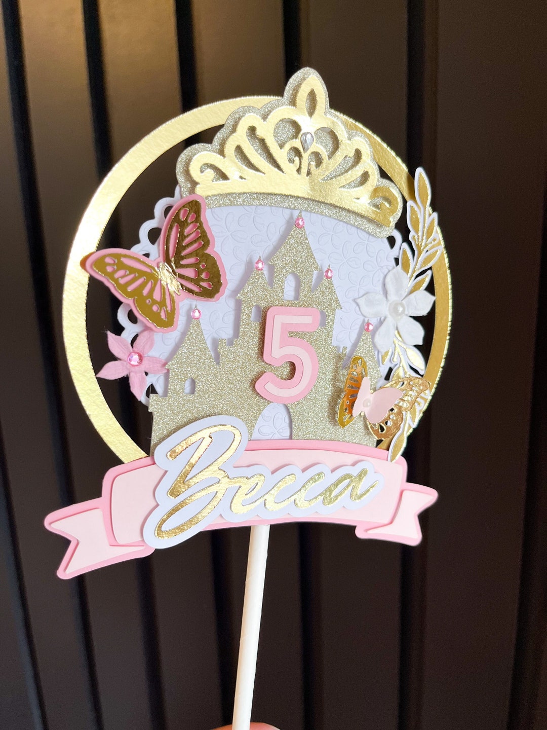 Buy Princess Castle Cake Topper Crown Tiara Birthday Cake Decoration ...
