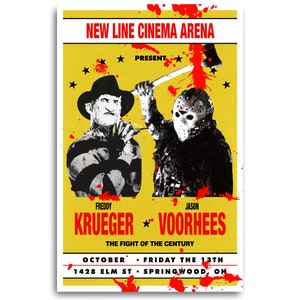 Freddy VS Jason Vintage Boxing Poster (print)