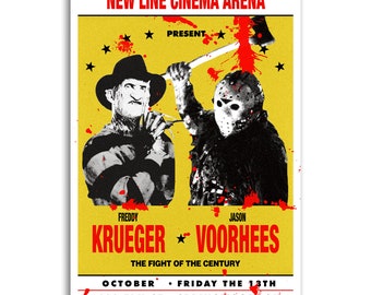 Freddy VS Jason Vintage Boxing Poster (print)