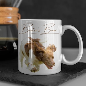 Game Shooting and Beater&#39;s Gifts, Country humour &quot;Beater&#39;s Brew&quot; English Springer Spaniel Ceramic coffee mug