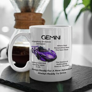 Gemini Car Lover Mug: Funny Zodiac Gift, Horoscope Coffee Mug