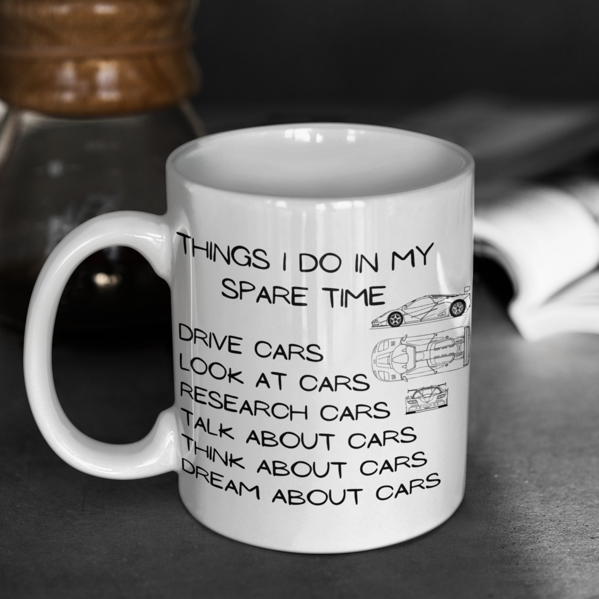 Things I Do in My Spare Time Ceramic Coffee Mug, Funny Car Mug, Car Guy  Gift, Car Lovers, Muscle Cars, Gift for Husband, Dad 