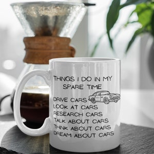 Glossy White 11oz Ceramic Mug for Classic Car Enthusiasts - Classic Wheels and Brews