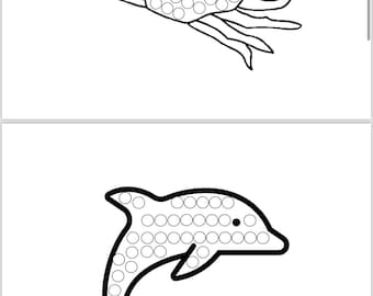 Ocean Animals Dot Painting Template