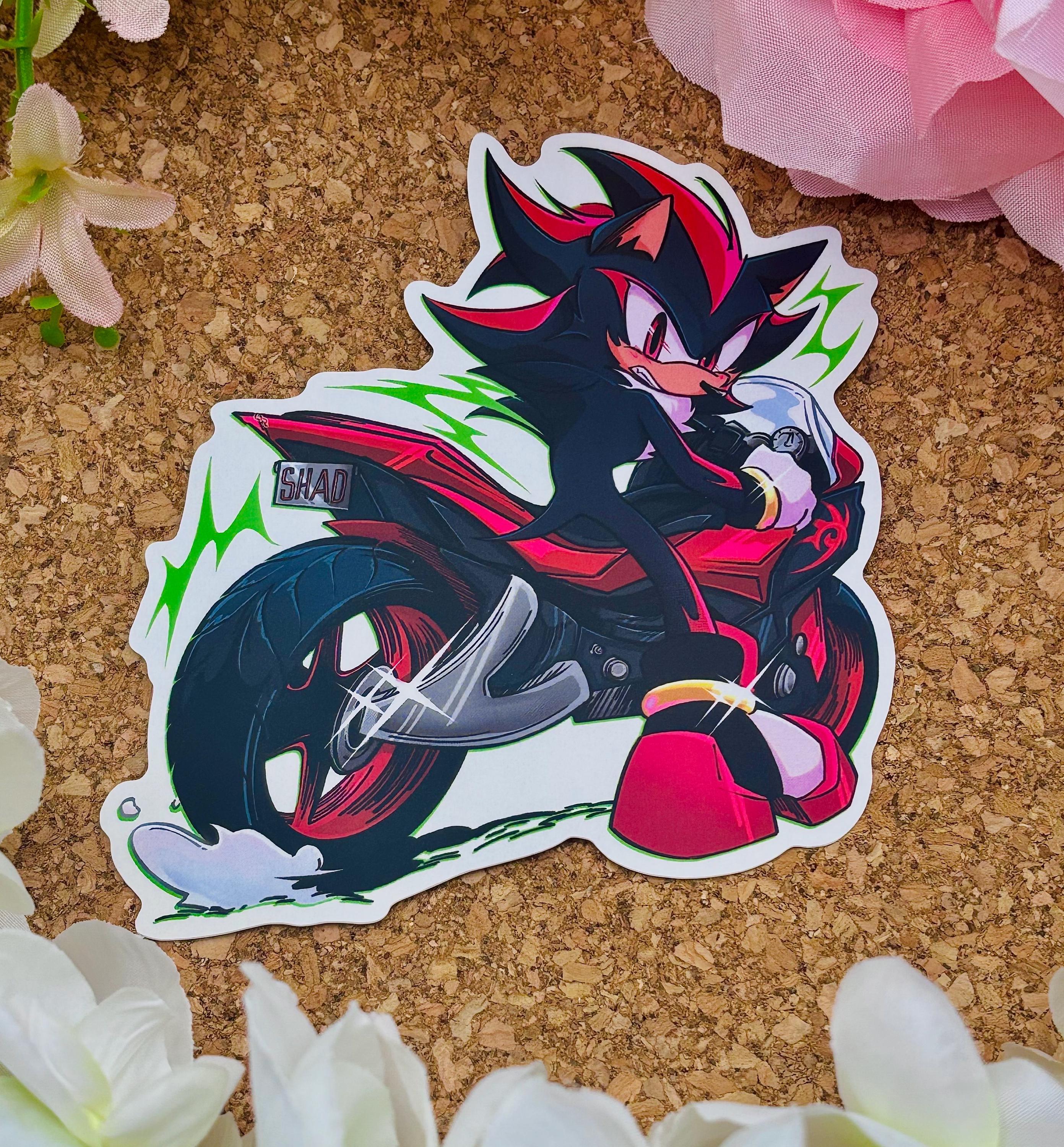 Shadow Hedgehog 4' Matte Vinyl Sticker | Shadow Motorcycle