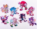 Sonic 2.5 Inch Holographic Stickers | Sonic Hedgehog, Shadow Hedgehog, Tails, Knuckles, Amy, Silver, Rouge, Blaze