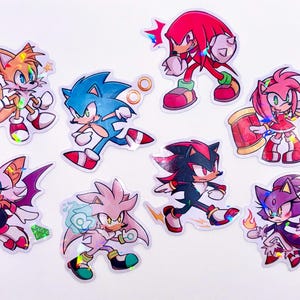 Sonic 2.5 Inch Holographic Stickers | Sonic Hedgehog, Shadow Hedgehog, Tails, Knuckles, Amy, Silver, Rouge, Blaze