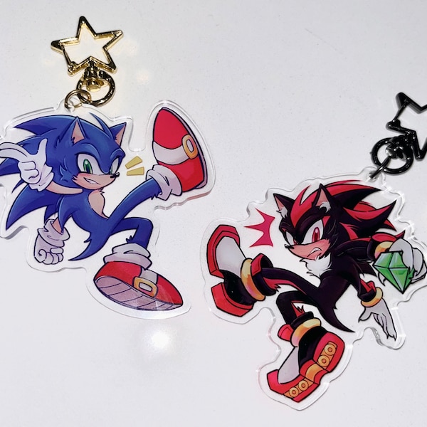 Sonic & Shadow Hedgehog 3' Acrylic Keychain/Charms | Sonic Hedgehog