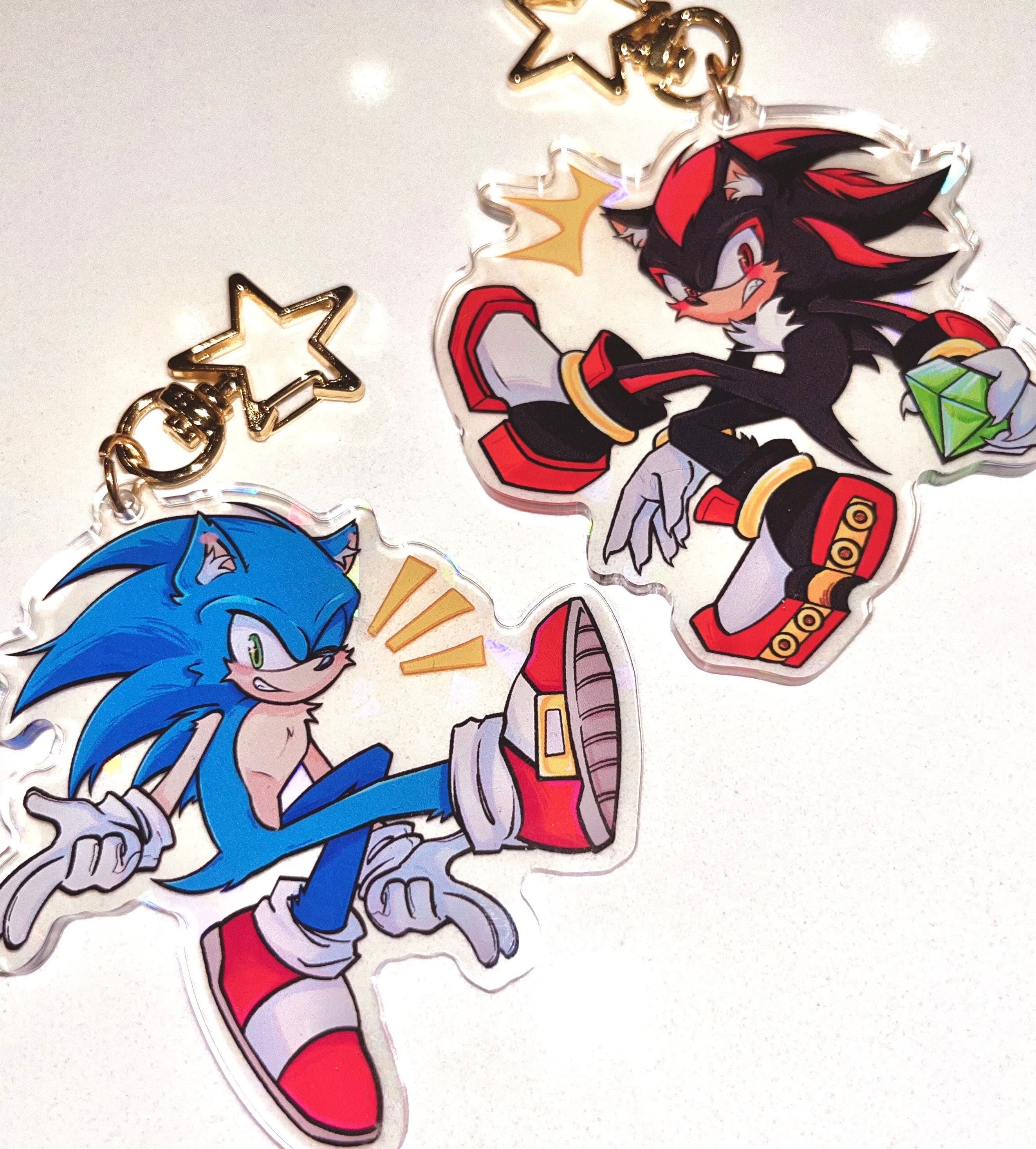 Shadow & Silver the Hedgehog 3 Clear Blue Acrylic Charm 