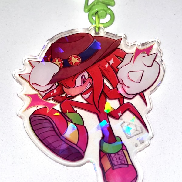 Knuckles the Echidna 3 Inch Holo Acrylic Charm Keychain | Sonic Hedgehog