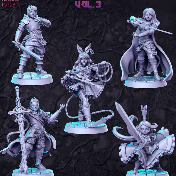 Anime Serie Vol.3 | Charlotta Ferry Gran Katalina Percival #DnD #Resin #Tabletop #Rollenspiel #Gaming #Mini #Figuren