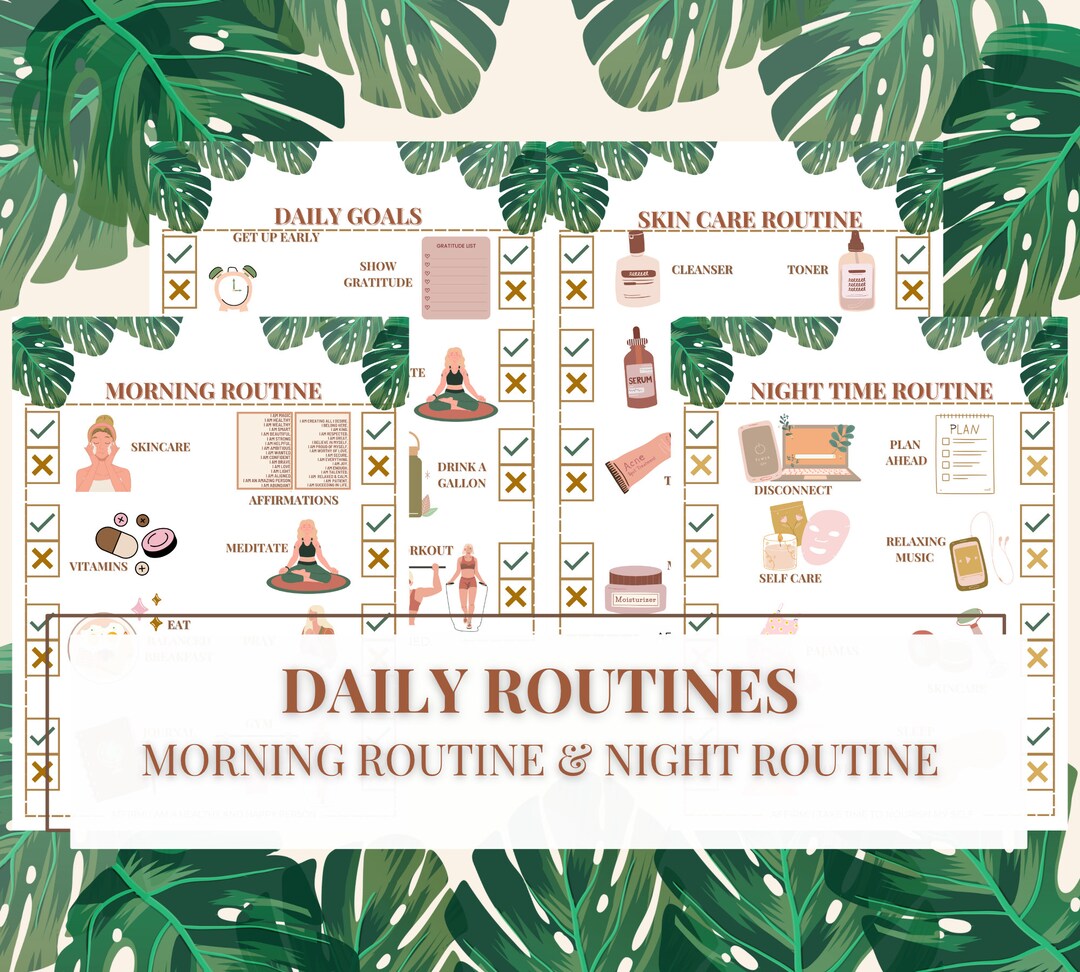 Printable Womens Daily Routine| Editable Morning & Night Routine| Skin ...