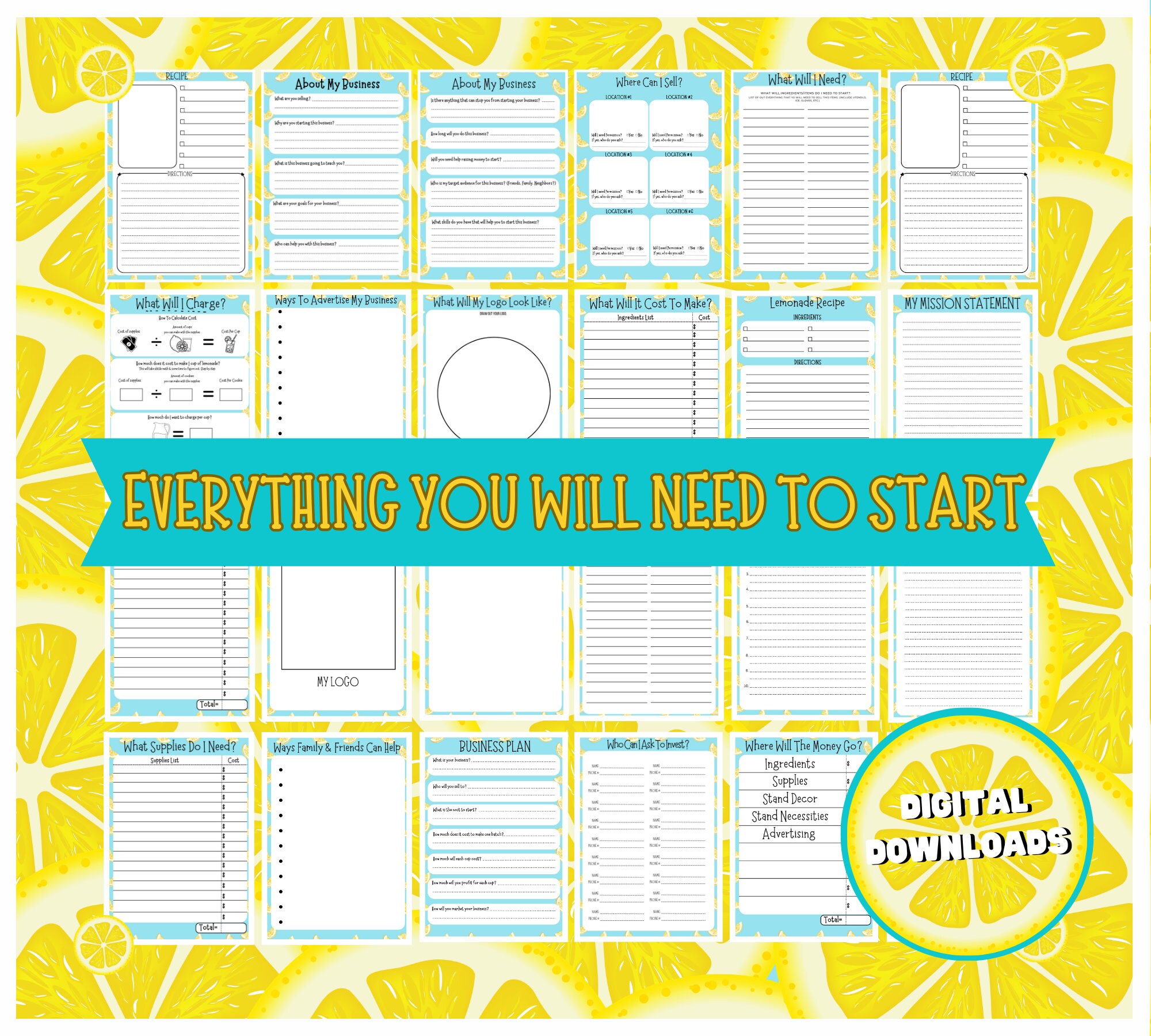 Lemonade Stand Business Plan for Young Entrepreneurs - Printable ...