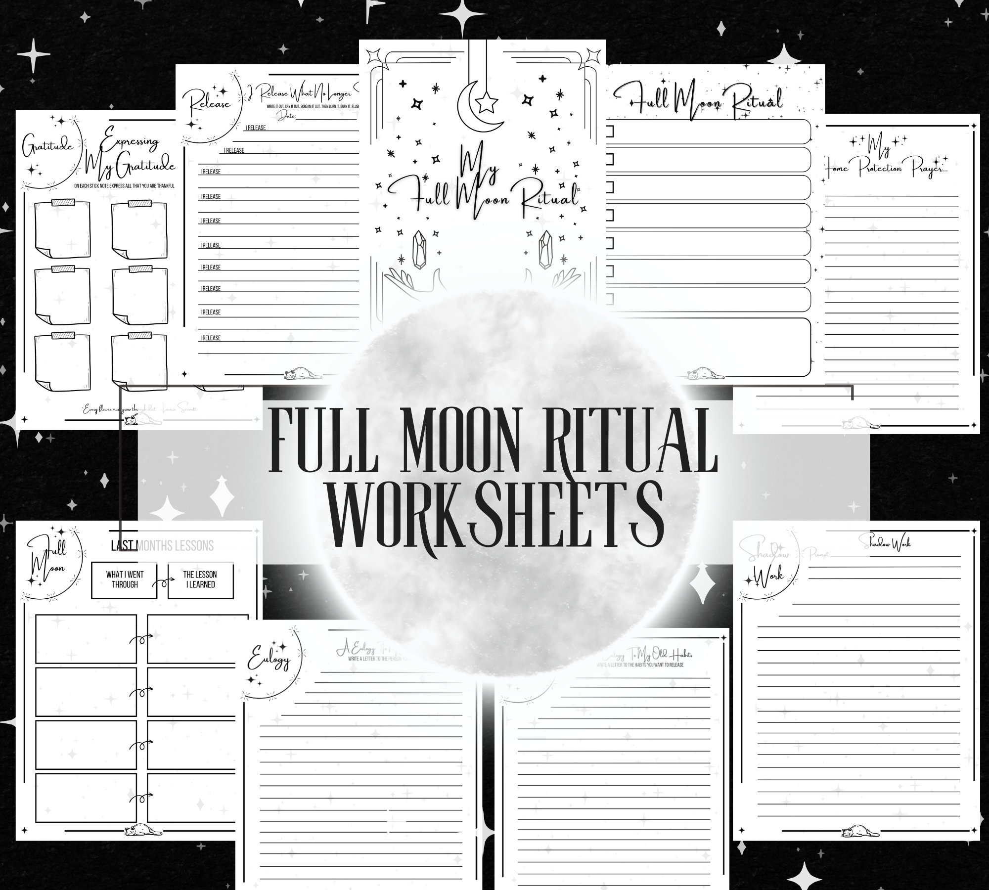 Savoring Rituals Worksheet Full Moon Ritual Worksheets|full Moon Planner|releasing|gratitude ...