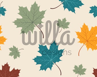 Fall leaves seamless pattern, colorful leaves seamless file, clothing printing file, autumn leaves, wallpaper surface pattern