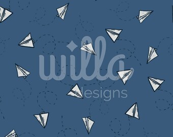 Airplane seamless pattern, paper airplane seamless file, boys seamless pattern, boys wallpaper patterns, digital file for fabric, kids file