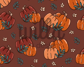 Pumpkin Seamless File, Fall Surface Pattern, dark brown fall, File Handmade Baby Clothes, Thanksgiving Seamless Pattern, Halloween Seamless