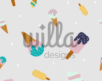 Helado de patrones sin fisuras, patrones de superficie de helado, fondo gris