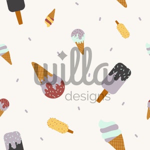 Ice cream seamless pattern, ice cream surface patterns, fall colors