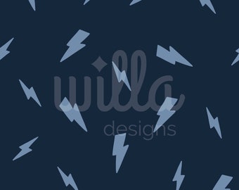Lightning Bolts Seamless Pattern, pernos de iluminación azul oscuro, patrones de papel tapiz Lightning Bolts, patrón sin costuras para niños, tela de archivo digital