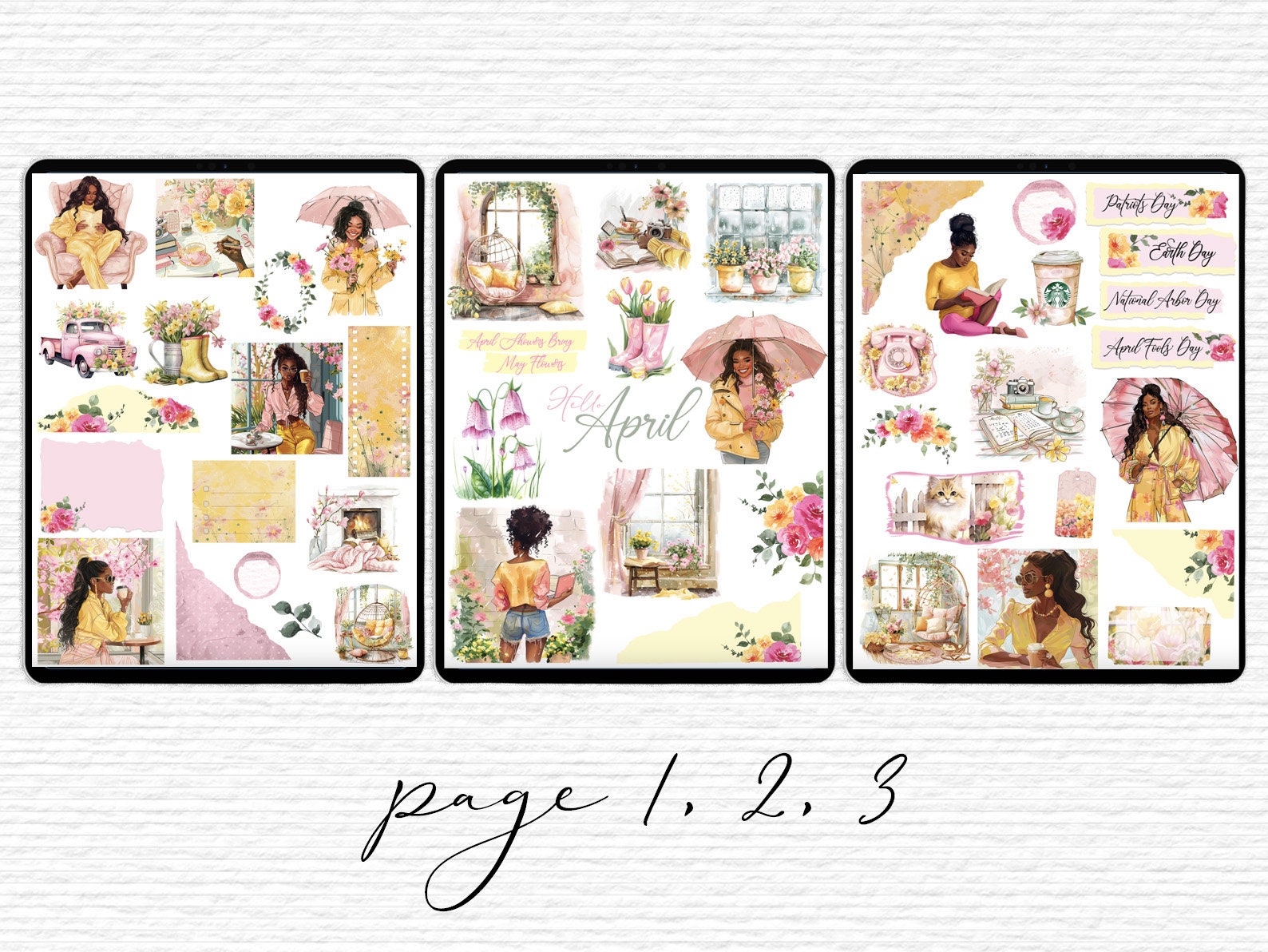 April Digital Planner Stickers Spring Flowers Digital Sticker Kit 2025 ...