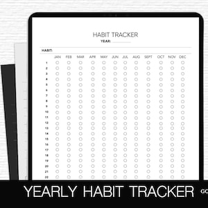 Tracker delle abitudini annuali Tracker delle abitudini digitali per iPad Routine Builder Blocco note digitale Foglio di lavoro sulle abitudini di cura di sé Tracker degli obiettivi digitali Tablet