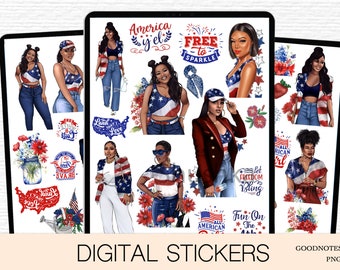 JULY 4th Digital Stickers, Independence day Goodnotes Stickers, Pre-cropped stickers, July 4th digital sticker, July quote goodnotes sticker