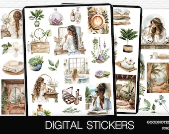 Stickers voor dagelijkse routines Digitale stickers That Girl GoodNotes-plannerstickers Zelfzorg voorgesneden Notability-stickers iPad-stickers
