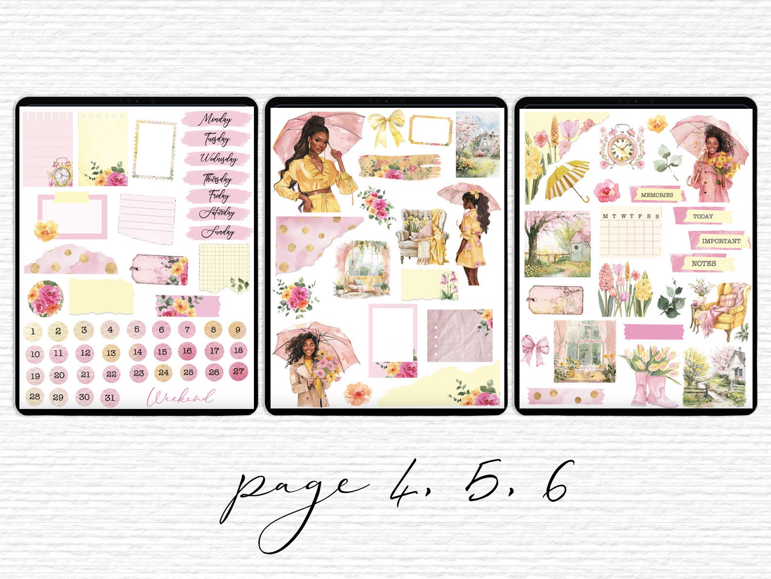 April Digital Planner Stickers Spring Flowers Digital Sticker Kit 2025 ...