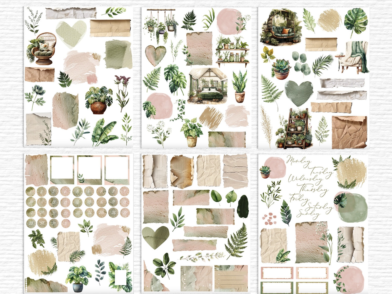 Botanical Digital Stickers Boho Pre-cropped Goodnotes Stickers Plant ...