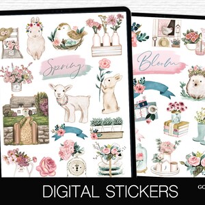 Spring Flowers Digital Sticker Book for Goodnotes Floral PNG Files of Digital Stickers Flower Stickers Digital Icon Stickers Digital journal