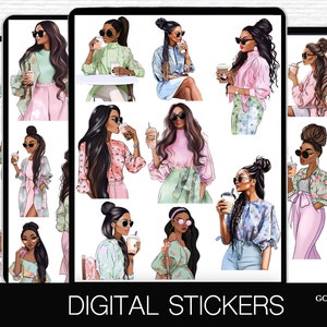 Black girl Stickers Precropped GoodNotes stickers for Black Women African American Woman Boss lady digital planner stickers journal PNG file