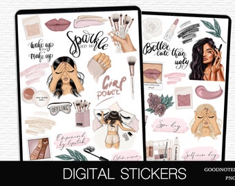 Self care digital planner stickers Self Love Stickers Pre-cropped Aesthetic Stickers for GoodNotes beauty stickers wellness stickers Me time
