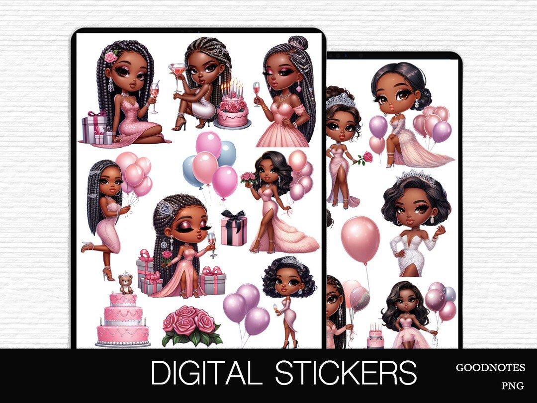 Birthday Digital Planner Stickers Goodnotes Party Sticker Pack Black ...