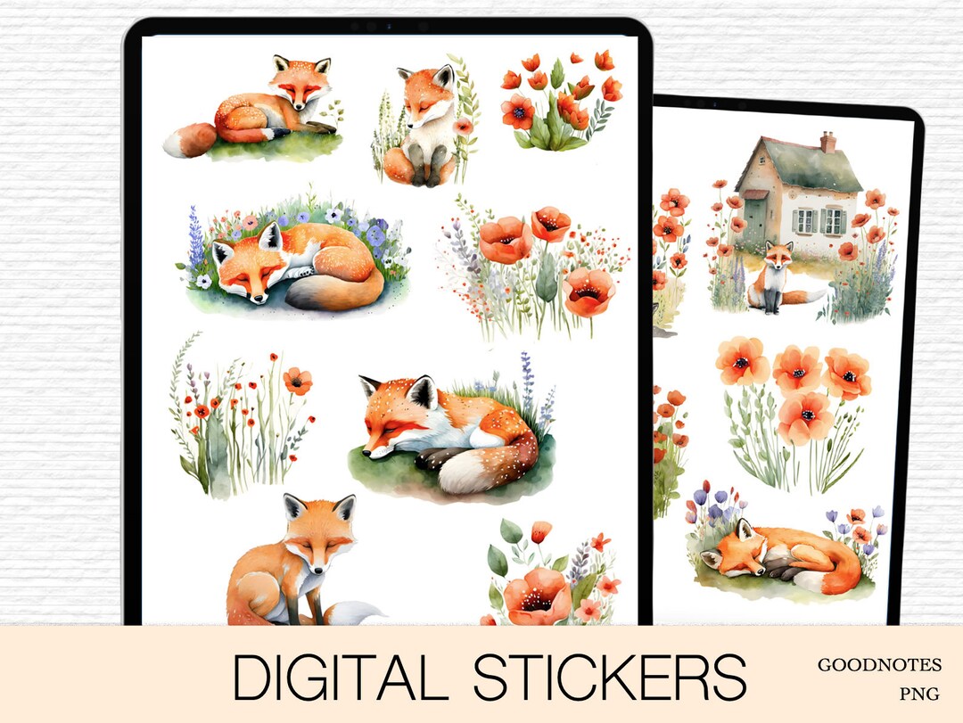 Floral Digital Sticker Book for Goodnotes, PNG Files of Digital ...