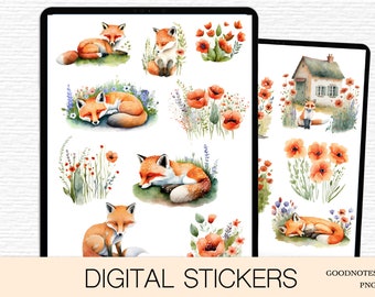 Floral Digital Sticker Book for Goodnotes, PNG Files of Digital Stickers, Flower Stickers, Digital Icon Stickers, Digital Planner Stickers