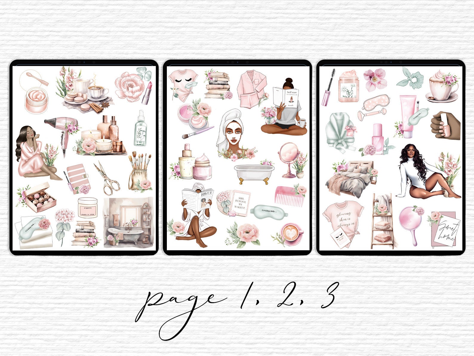 Black Girl Self Care Stickers for Goodnotes PNG Beauty Planner Stickers ...
